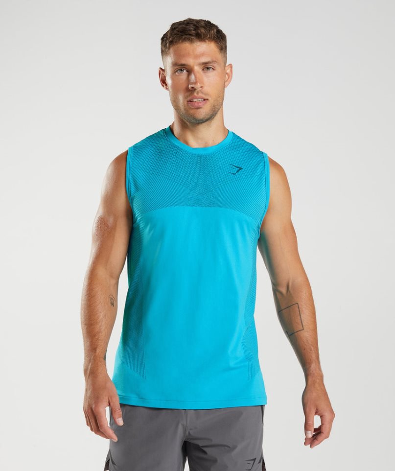 Men\'s Gymshark Apex Seamless Tanks Blue | CA 853D06